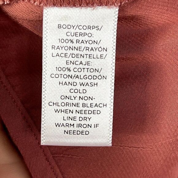 LOFT Lace Trim Popover Blouse, Rust color, size Small - Picture 8 of 11